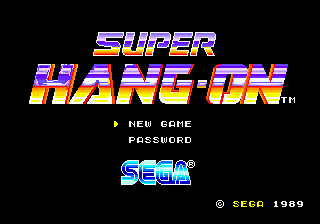Super Hang-On title screen for Sega Mega Drive